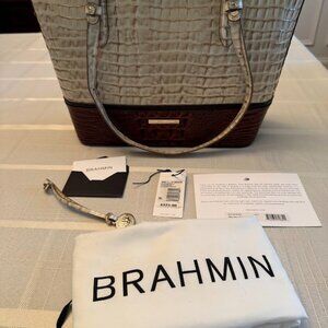 Brahim Medium Asher Tote with Tags - Latte Divino